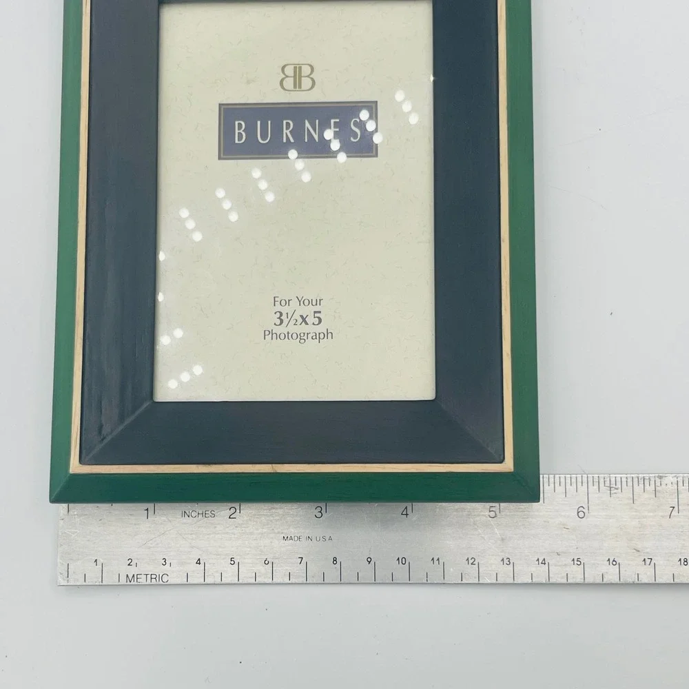 Burnes of Boston 3.5x5 Wood Picture Frame Green Black Beveled Tabletop Decor